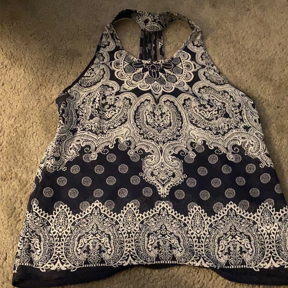 Blue and White tank top